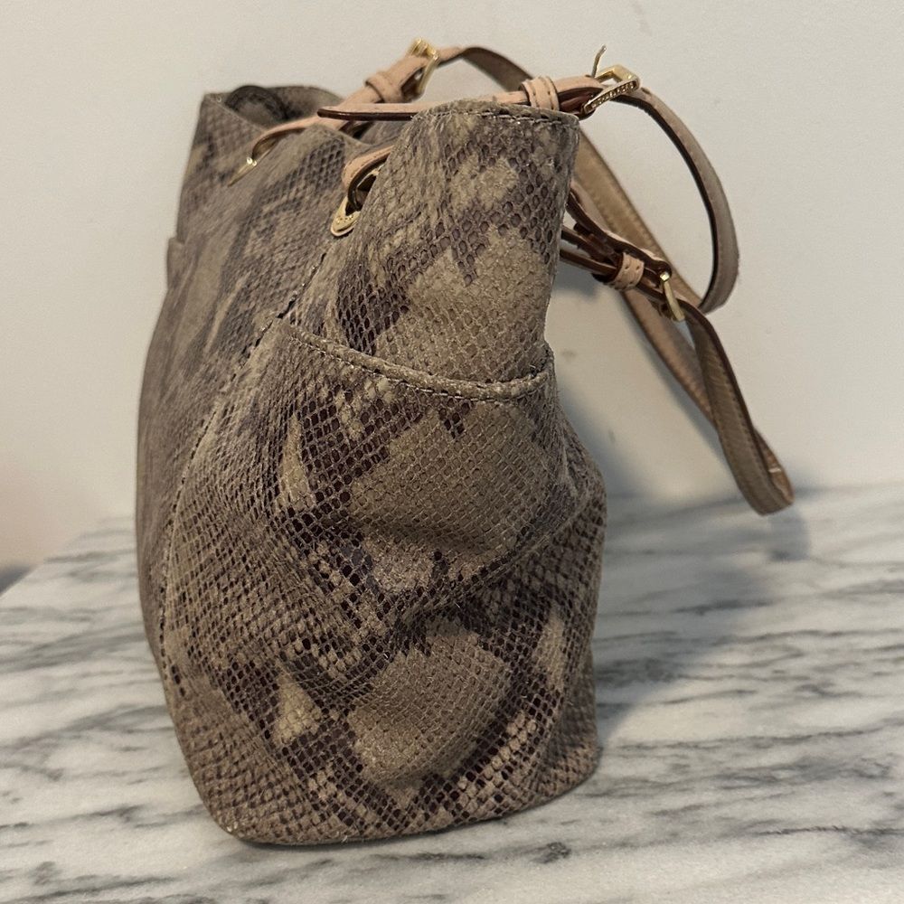 Michael Kors Python snake print gray leather tote… - image 7